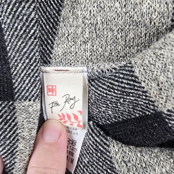 Womens 7th Ray Black & White Plaid Button-Detail Sweater Medium - Picture 4 of 6